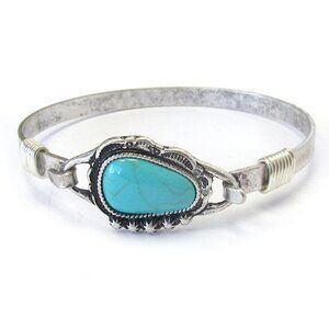 Tipi Faux Turquoise Accent Silver Bangle NWT